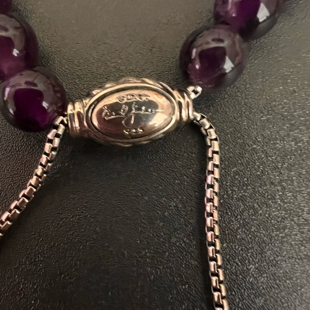 David Yurman Sterling Silver Purple Beaded Pull Bracelet - NEW - Picture 4 of 4